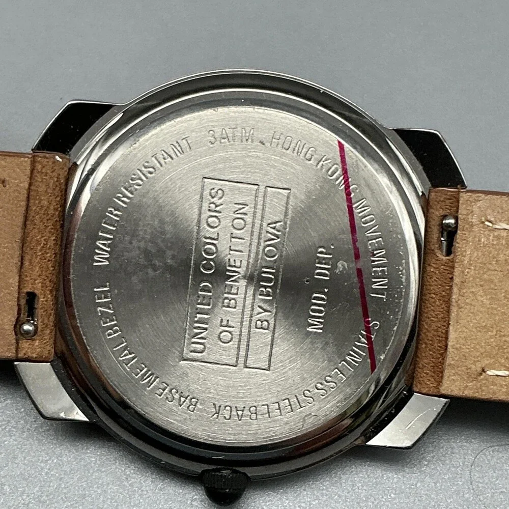Vintage Bulova United Colors Of Benetton Mens Watch 36mm Gears New Battery